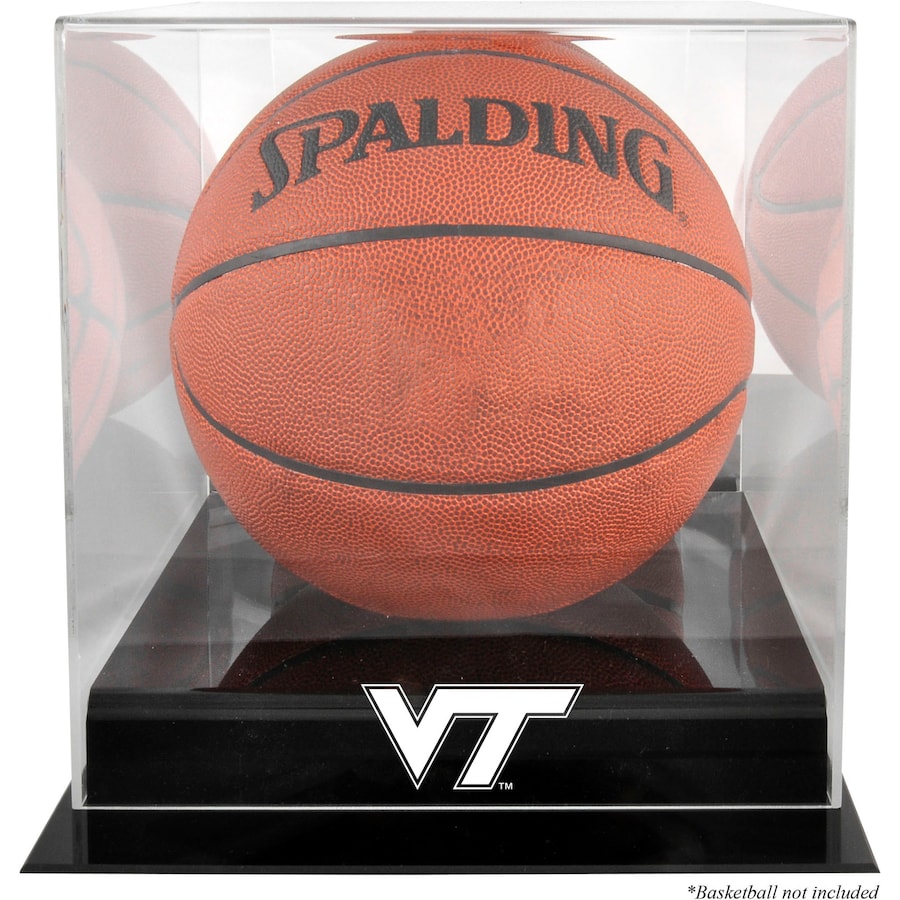 Virginia Tech Hokies Black Base Team Logo Basketball Display Case with Mirrored Back