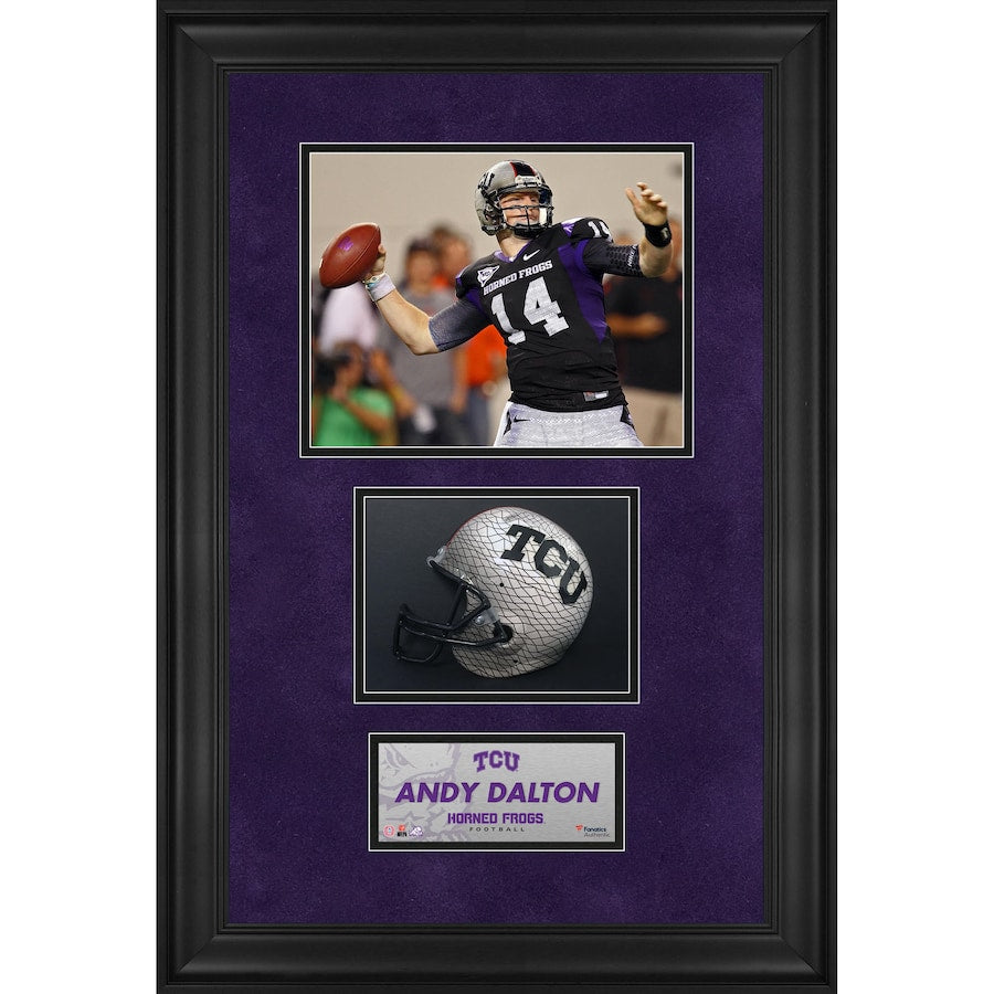 Andy Dalton TCU Horned Frogs Framed Autographed Mini Helmet Shadowbox