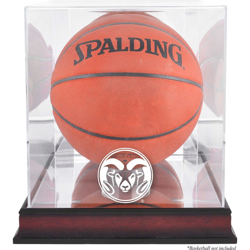 Colorado State Rams Mahogany Antique Finish Basketball Display Case with Mirror Back