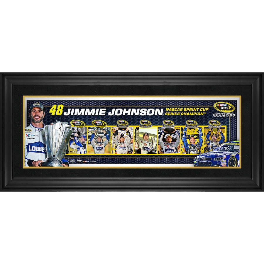 Jimmie Johnson Framed 10'' x 30'' 2016 Sprint Cup Champion 7-Time NASCAR Champion Panoramic Collage