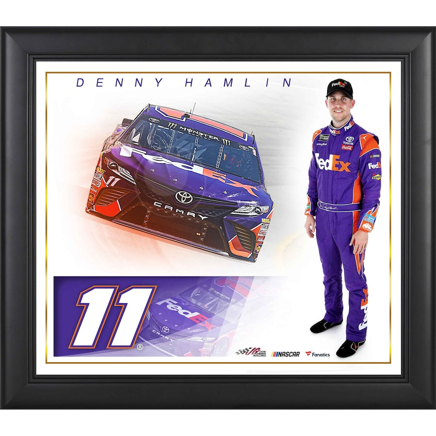 Denny Hamlin Framed 15'' x 17'' FedEx Collage