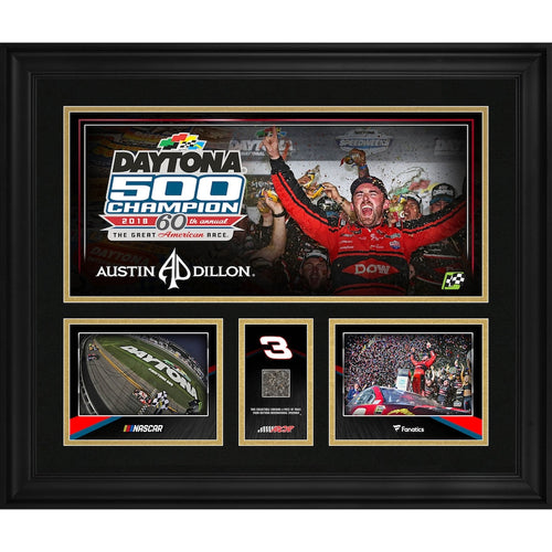 Austin Dillon Framed 20'' x 24'' 2018 Daytona 500 Champion Collage with Race-Used Track