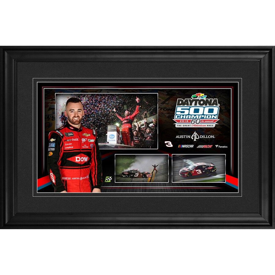 Austin Dillon Framed 10'' x 18'' 2018 Daytona 500 Champion Collage