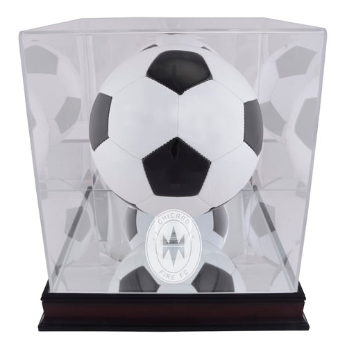 Chicago Fire Mahogany Team Logo Soccer Ball Display Case