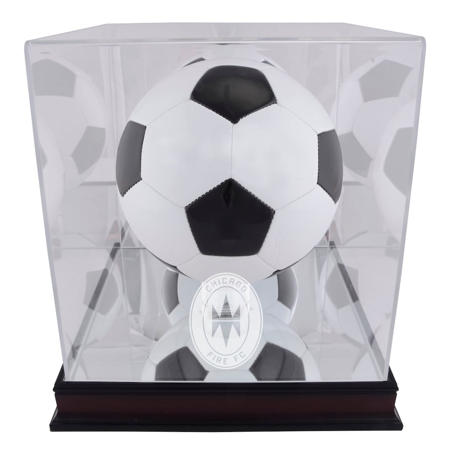 Chicago Fire Mahogany Team Logo Soccer Ball Display Case