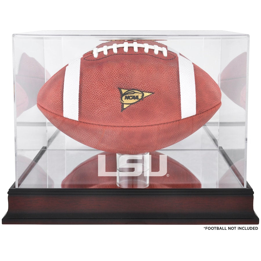 LSU Tigers Mahogany Football Logo Display Case with Mirror Back