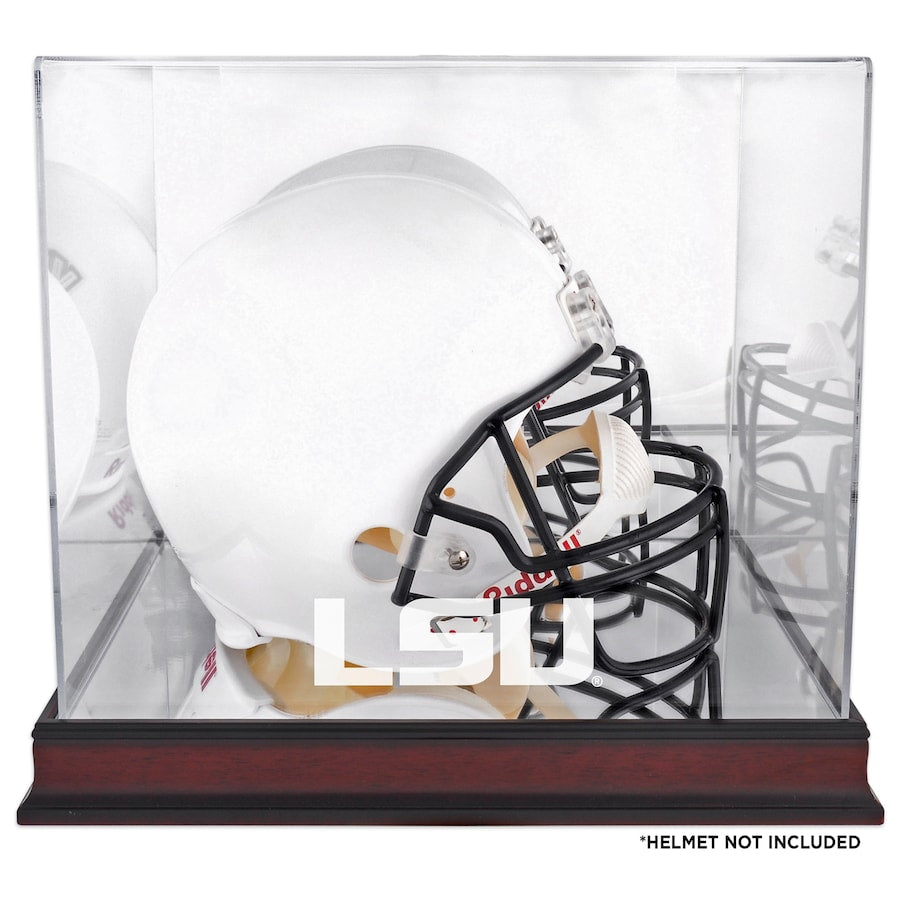 LSU Tigers Mahogany Helmet Logo Display Case with Mirror Back