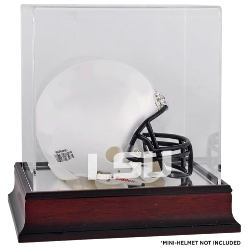 LSU Tigers Mahogany Mini Helmet Logo Display Case with Mirror Back