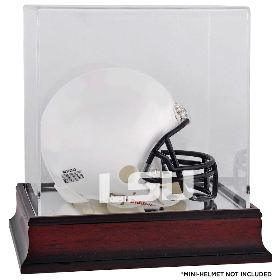 LSU Tigers Mahogany Mini Helmet Logo Display Case with Mirror Back