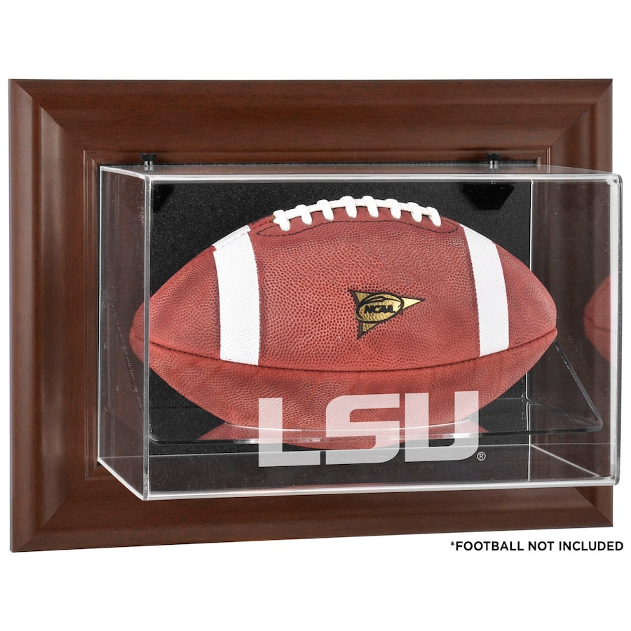 LSU Tigers Brown Framed Wall-Mountable Football Display Case