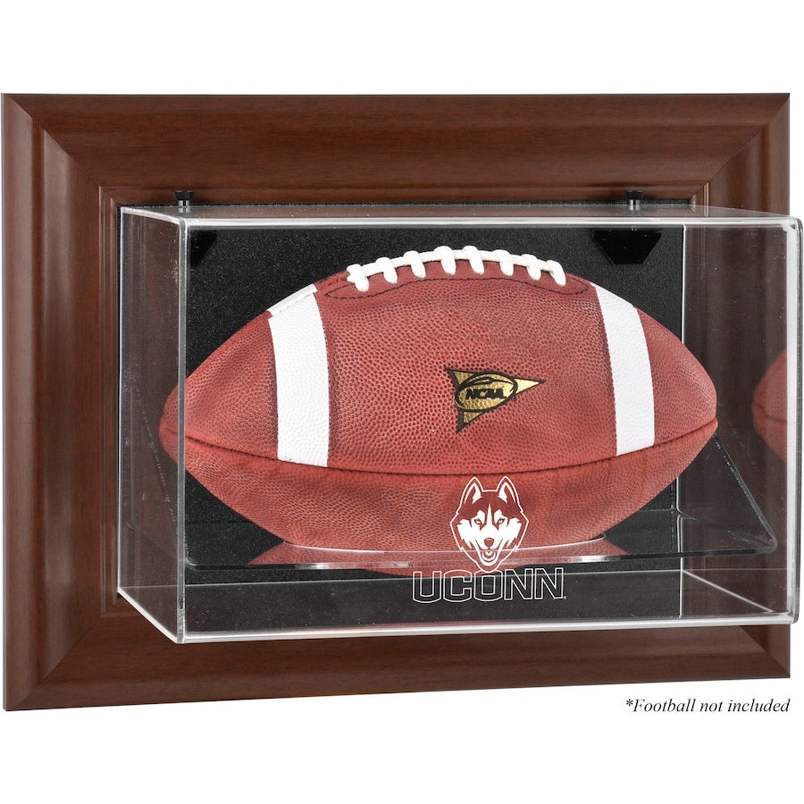 UConn Huskies Brown Framed Wall Mounted Football Display Case