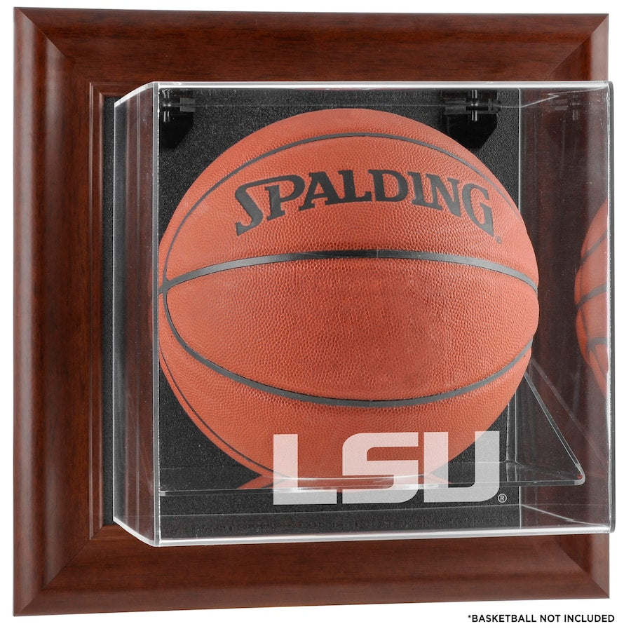LSU Tigers Brown Framed Wall Mounted Basketball Display Case