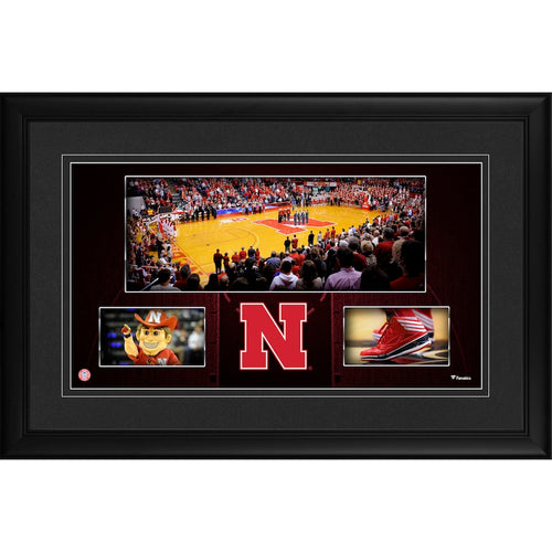 Nebraska Huskers Framed 10'' x 18'' Pinnacle Bank Arena Panoramic Collage