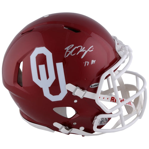 Baker Mayfield Oklahoma Sooners Autographed Riddell Speed Helmet with ''HT 17'' Inscription