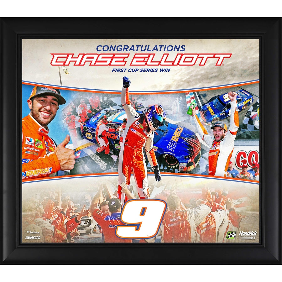 Chase Elliott Framed 15'' x 17'' First Monster Cup Victory Collage