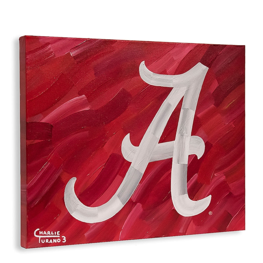 Alabama Crimson Tide 16'' x 20'' ''A'' Logo Gallery Wrapped Original Artwork - Limited Edition of 1