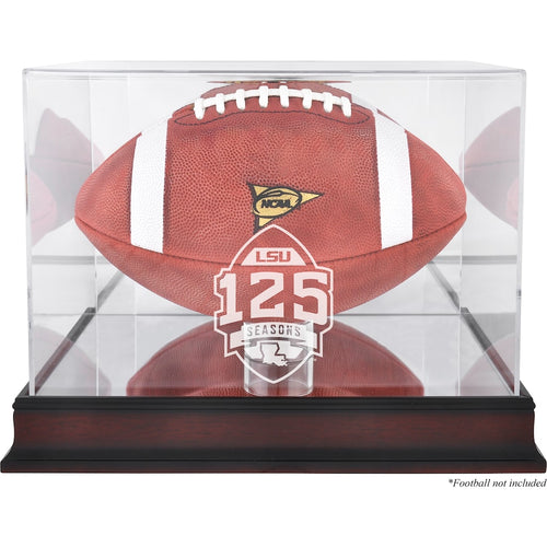 LSU Tigers Mahogany 125 Years of Football Anniversary Logo Football Display Case with Mirror Back