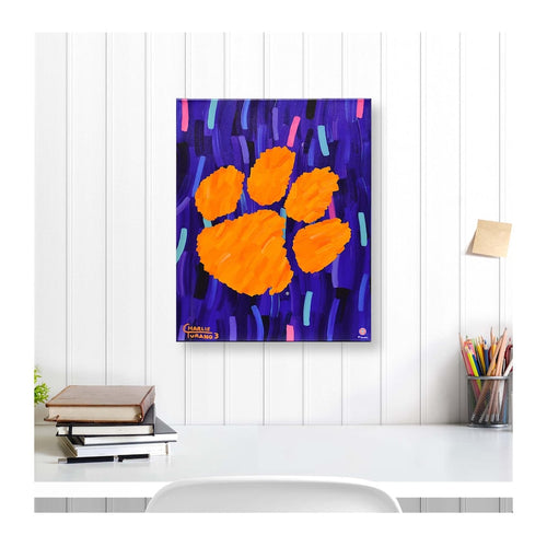 Clemson Tigers 16'' x 20'' ''Paw'' Logo Gallery Wrapped Canvas Giclee