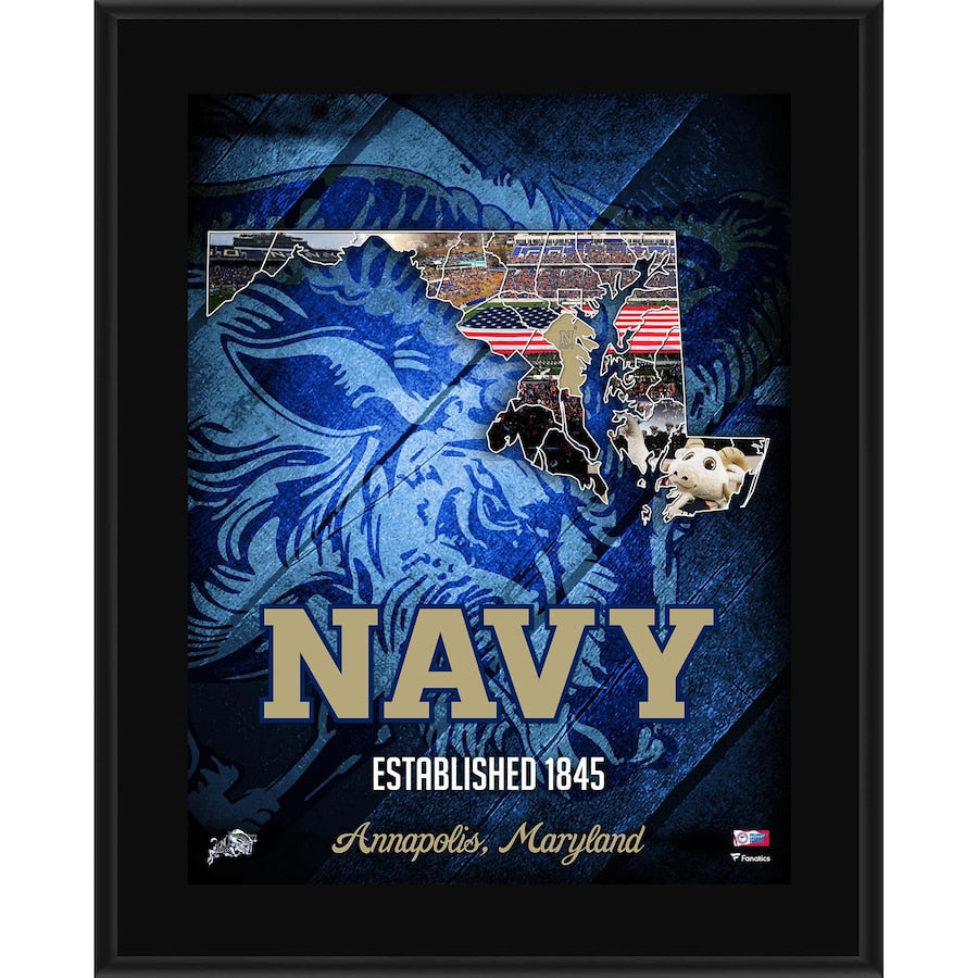 Navy Midshipmen 10.5'' x 13'' 2018 Sublimated State Plaque