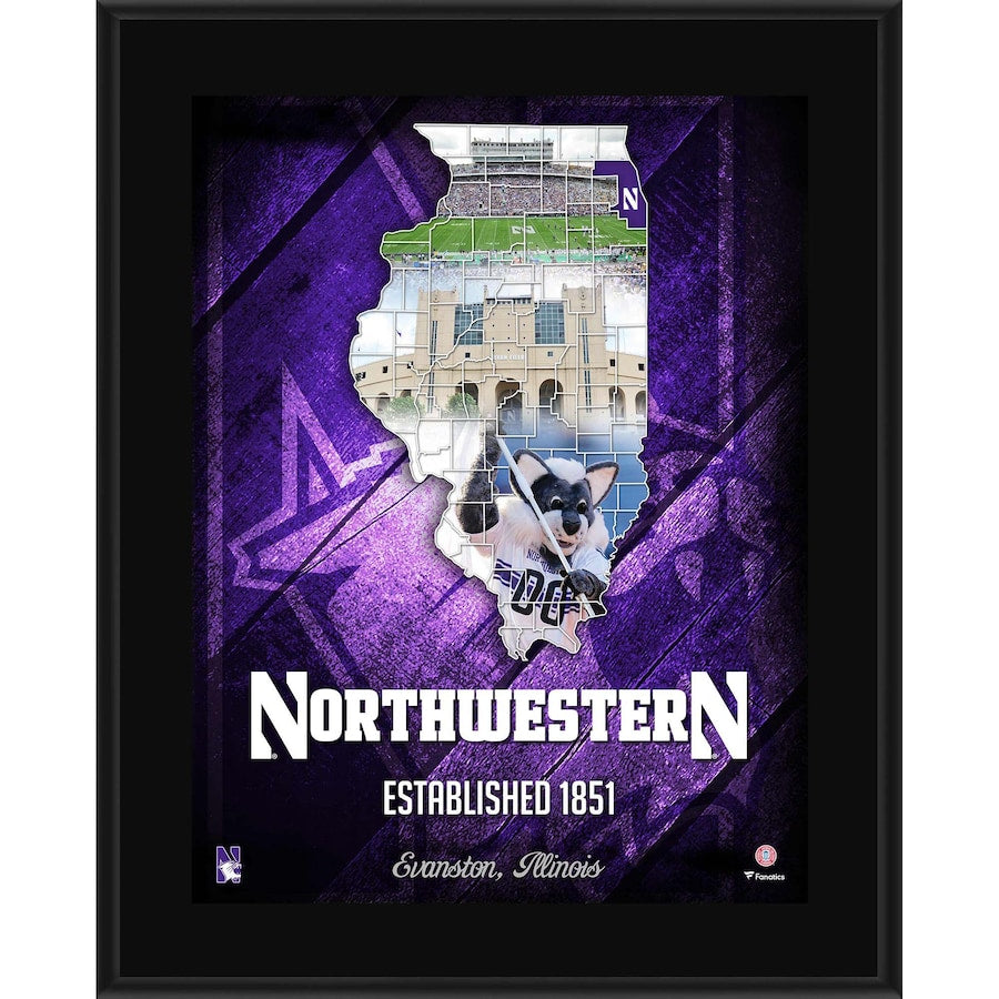 Northwestern Wildcats 10.5'' x 13'' 2018 Sublimated State Plaque