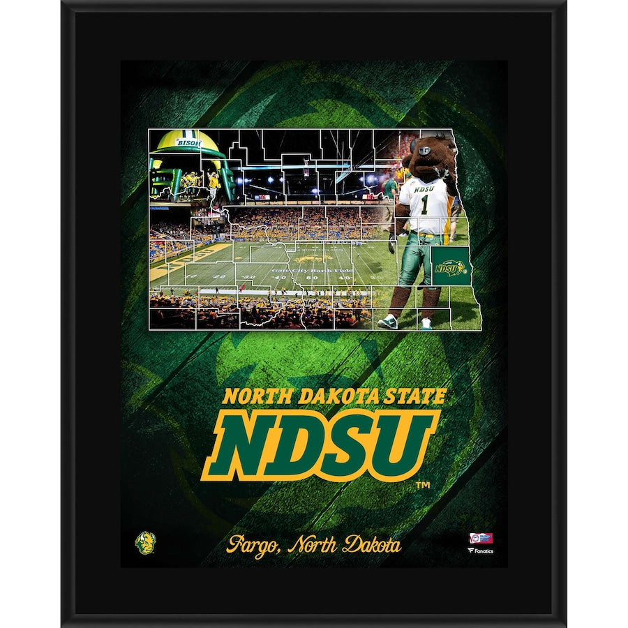 North Dakota State Bison 10.5'' x 13'' 2018 Sublimated State Plaque