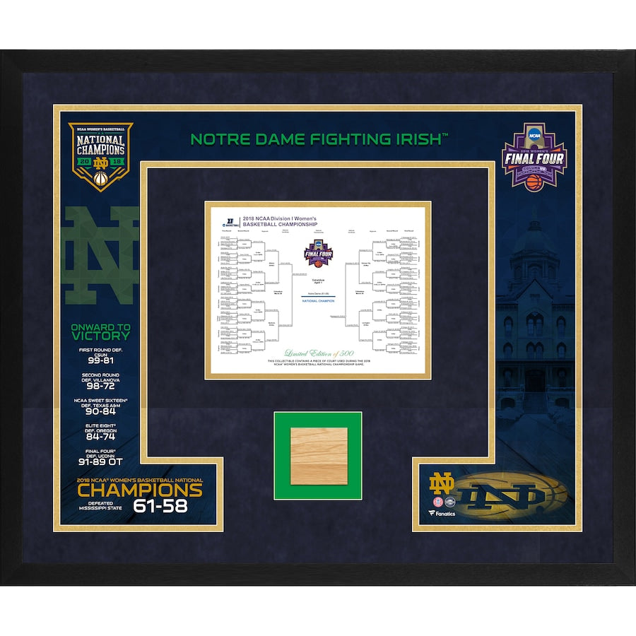 Notre Dame Fighting Irish Framed 20'' x 24'' 2018 NCAA Women's Basketball National Champions Collage with Game-Used Court from the 2018 Final Four - Limited Edition of 500