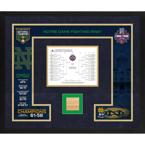 Notre Dame Fighting Irish Framed 20'' x 24'' 2018 NCAA Women's Basketball National Champions Collage with Game-Used Court from the 2018 Final Four - Limited Edition of 500