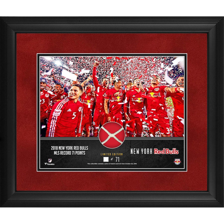 New York Red Bulls Framed 11'' x 14'' 2018 MLS Franchise Record Photograph with a Piece of Game-Used Net - Limited Edition of 71