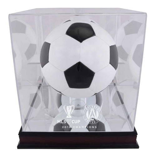 Atlanta United FC 2018 MLS Cup Champions Mahogany Team Logo Soccer Ball Display Case