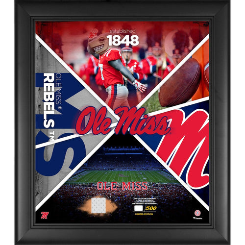 Ole Miss Rebels Framed 15'' x 17'' Team Impact Collage with a Piece of Game-Used Jersey - Limited Edition of 500