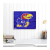 Kansas Jayhawks 16'' x 20'' Logo with Blue Background Gallery Wrapped Embellished Giclee