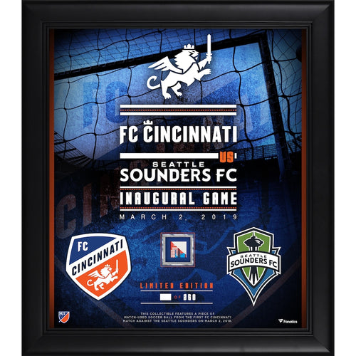 FC Cincinnati Framed 15'' x 17'' Inaugural Game vs Seattle Sounders FC Collage with a Piece of Match-Used Soccer Ball - Limited Edition of 250