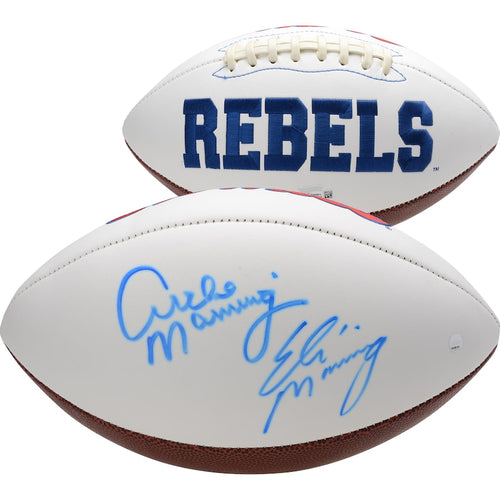 Archie Manning and Eli Manning Ole Miss Rebels Dual-Signed White Panel Football