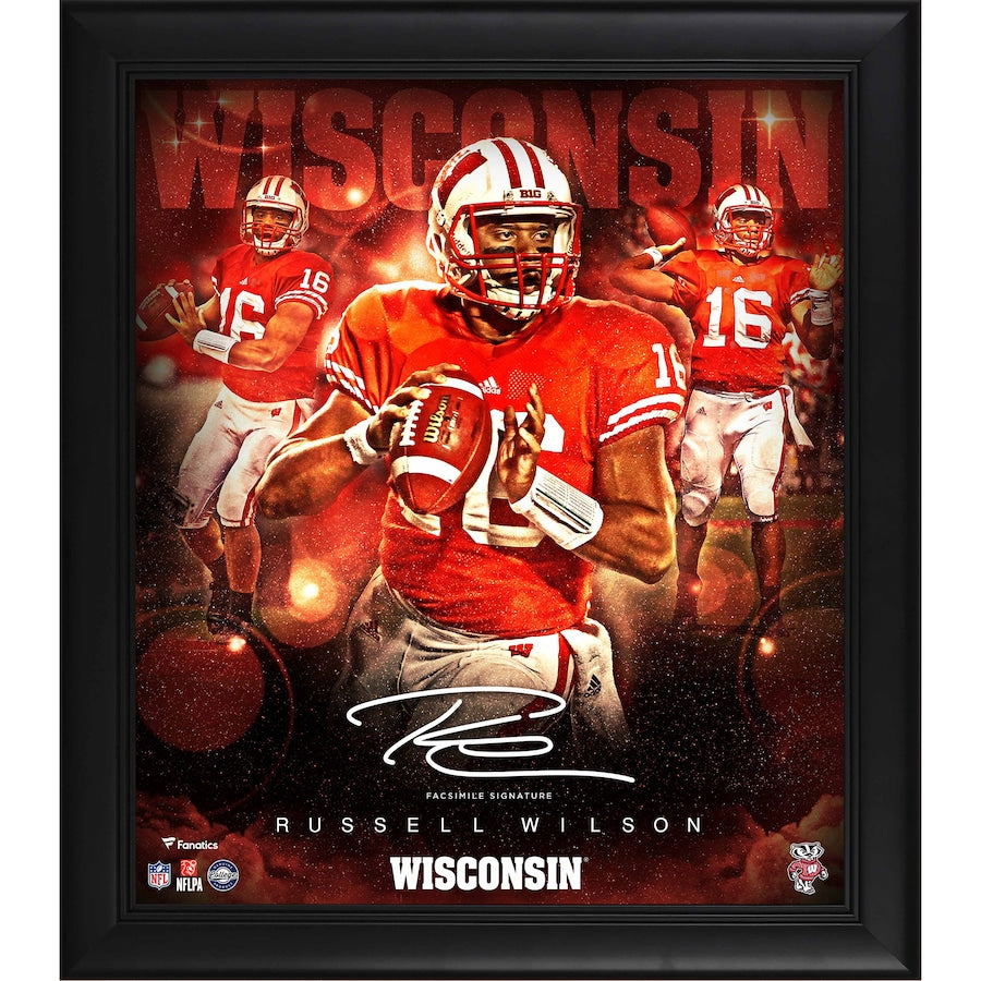 Russell Wilson Wisconsin Badgers Framed 15'' x 17'' Stars of the Game Collage - Facsimile Signature