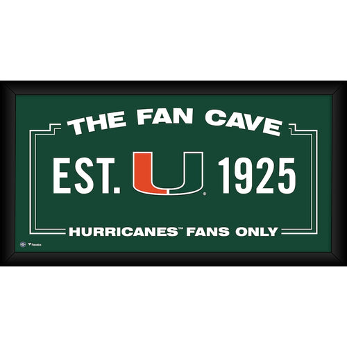 Miami Hurricanes Framed 10'' x 20'' Fan Cave Collage