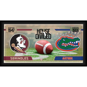 Florida State Seminoles vs. Florida Gators Framed 10'' x 20'' House Divided Football Collage