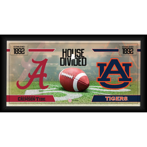 Alabama Crimson Tide vs. Auburn Tigers Framed 10'' x 20'' House Divided Football Collage