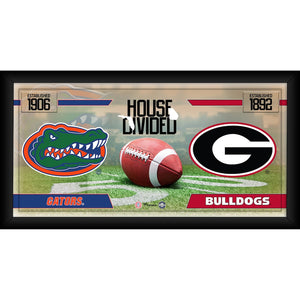 Florida Gators vs. Georgia Bulldogs Framed 10'' x 20'' House Divided Football Collage