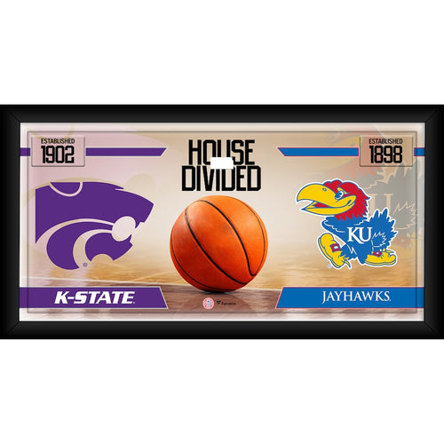 Kansas Jayhawks vs. Kansas State Wildcats Framed 10'' x 20'' House Divided Football Collage