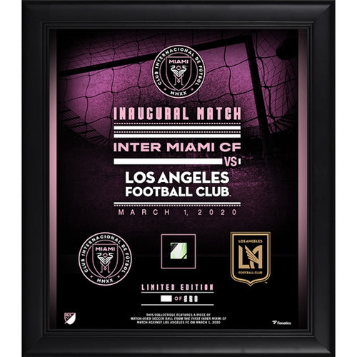 Inter Miami CF Framed 15'' x 17'' Inaugural Game vs LAFC Collage with a Piece of Match-Used Soccer Ball - Limited Edition of 250