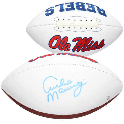 Archie Manning Ole Miss Rebels Autographed White Panel Football
