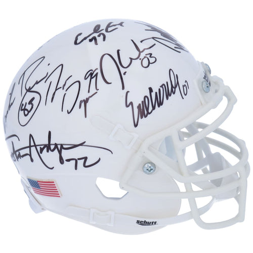 Autographed White Mini Helmet with 10 Signatures