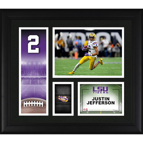 Justin Jefferson LSU Tigers Framed 15'' x 17'' Player Core Collage