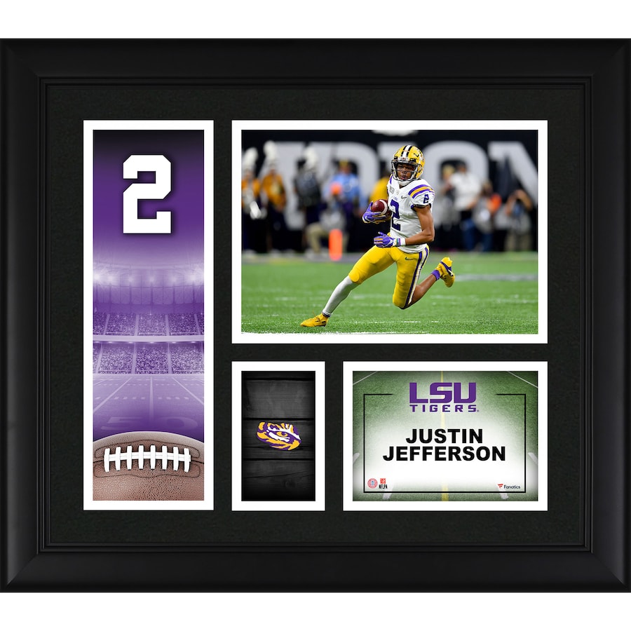 Justin Jefferson LSU Tigers Framed 15'' x 17'' Player Core Collage