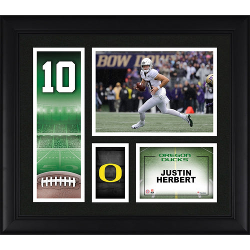 Justin Herbert Oregon Ducks Framed 15'' x 17'' Player Core Collage