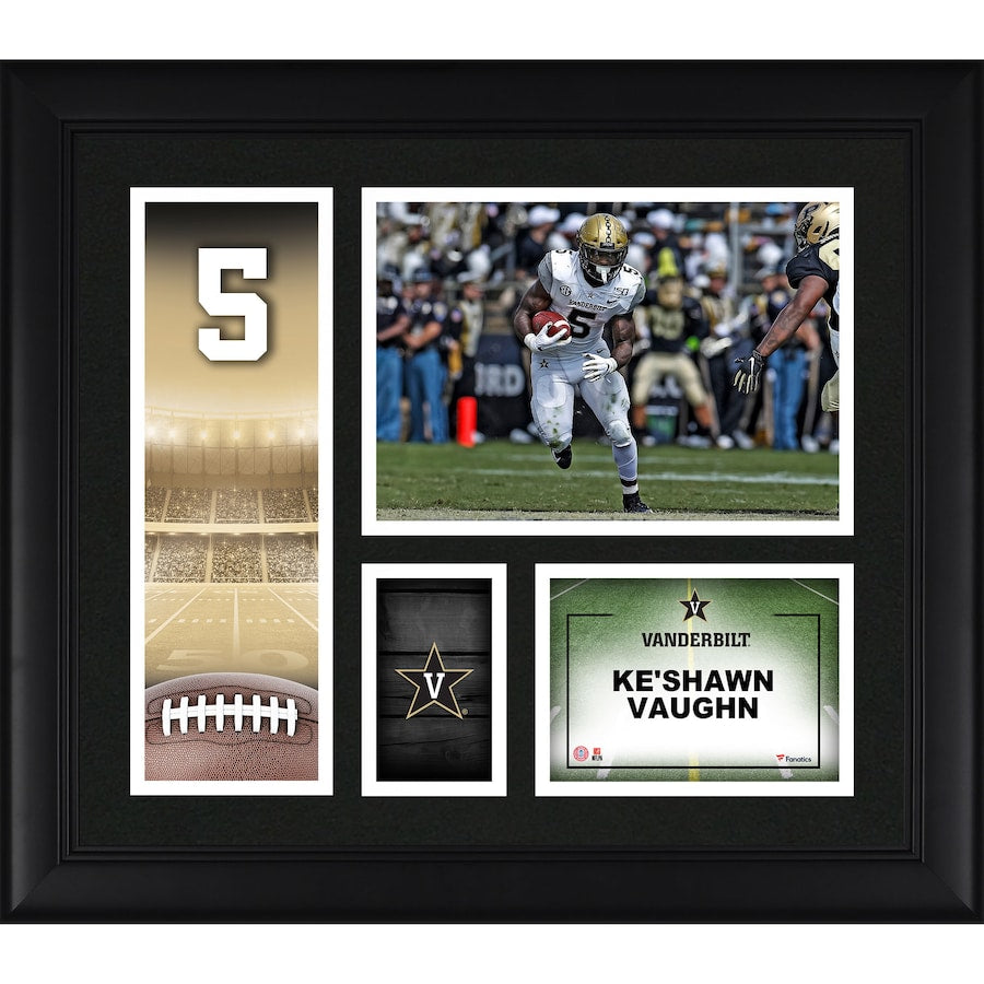 Ke'Shawn Vaughn Vanderbilt Commodores Framed 15'' x 17'' Player Core Collage