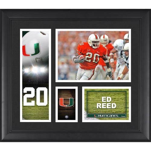 Ed Reed Miami Hurricanes Framed 15'' x 17'' Player Core Collage