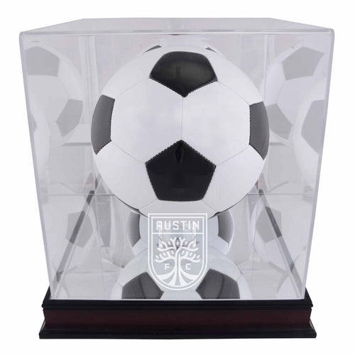 Austin FC Mahogany Team Logo Soccer Ball Display Case