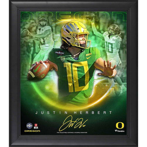 Justin Herbert Oregon Ducks Framed 15'' x 17'' Stars of the Game Collage - Facsimile Signature