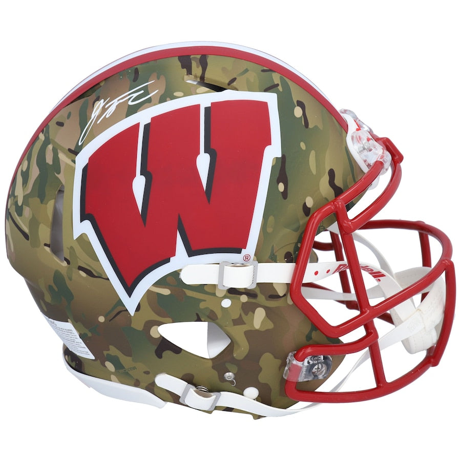 Jonathan Taylor Wisconsin Badgers Autographed Riddell Camo Alternate Speed Authentic Helmet